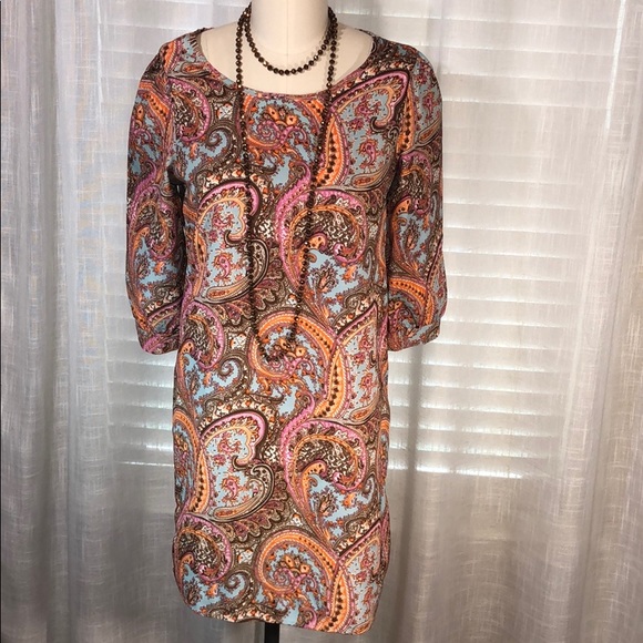 Colorful Paisley, 3/4 Sleeve - Mid Dress - Picture 1 of 2
